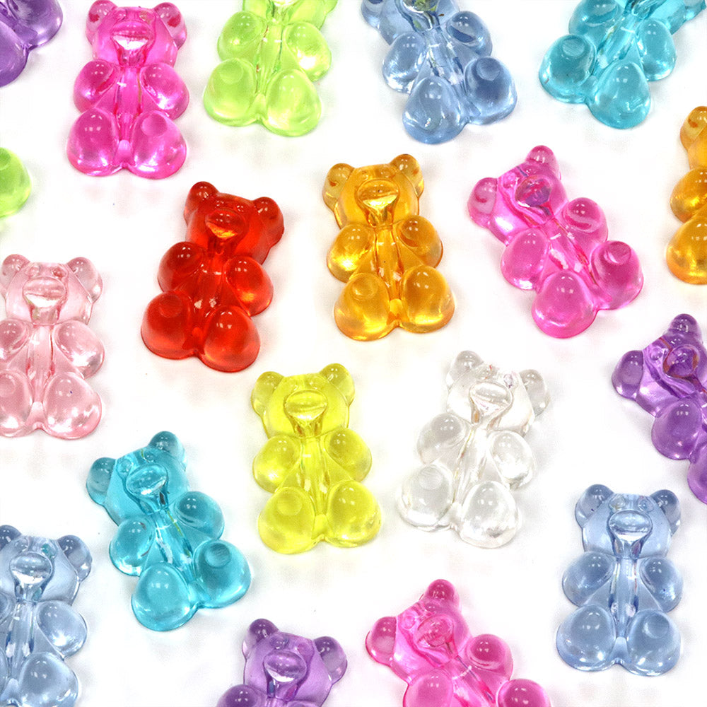 Acrylic Teddy Bears Vertical Mix 16x10.5x7mm - Pack of 20