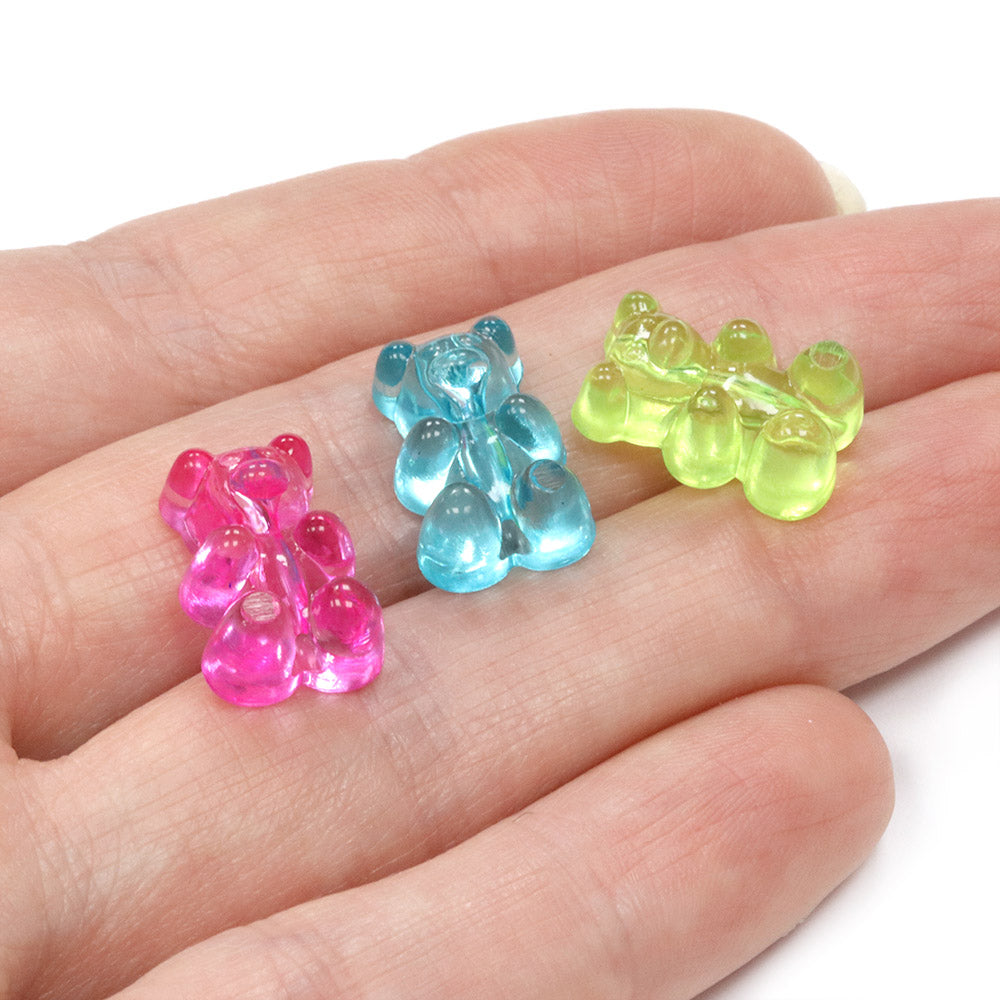 Acrylic Teddy Bears Vertical Mix 16x10.5x7mm - Pack of 20