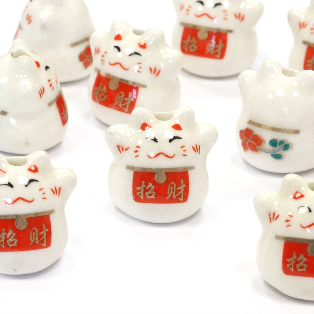 Ceramic Lucky Cat 17mm - Pack of 10