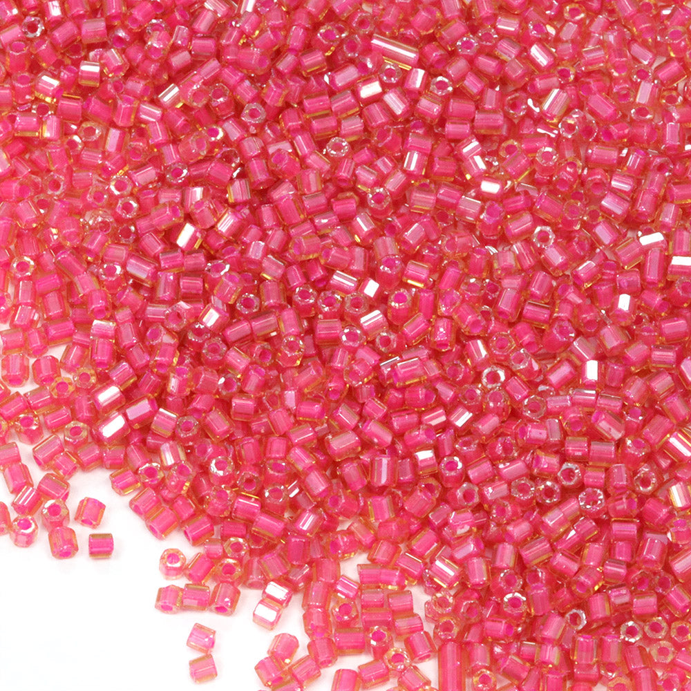 Lustred Colour Lined Czech Pink Glass 2 Cut Seed 10/0 - Pack of 50g