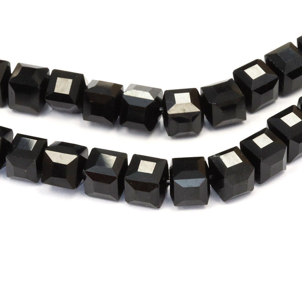 Glass Cube Black 6mm - 1 string