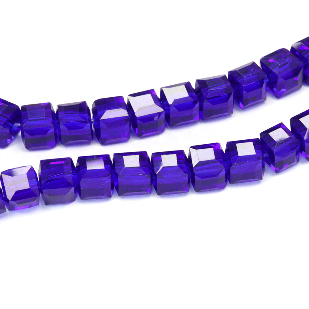 Glass Cube Cobalt Blue 6mm - 1 string