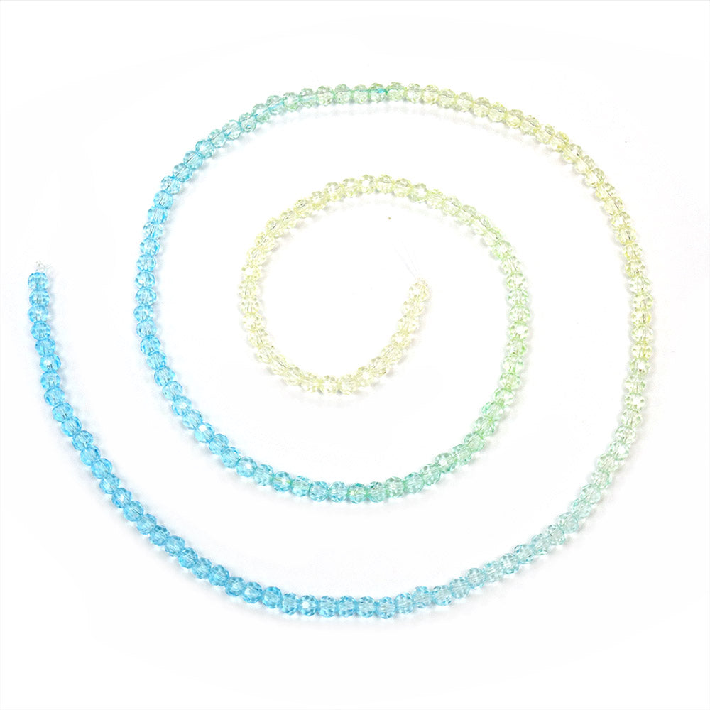 Crystal Faceted 3mm Round Beads - Blue to Yellow - 1 string