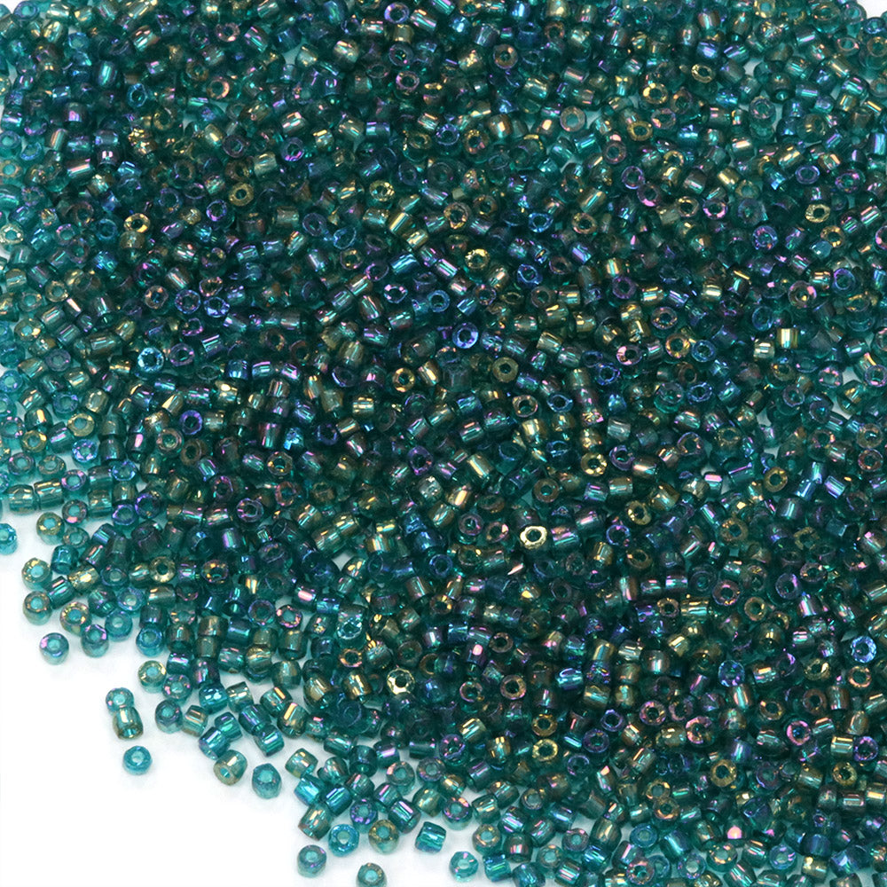 Rainbow Czech Green Glass 3 Cut Seed 10/0 - Pack of 50g