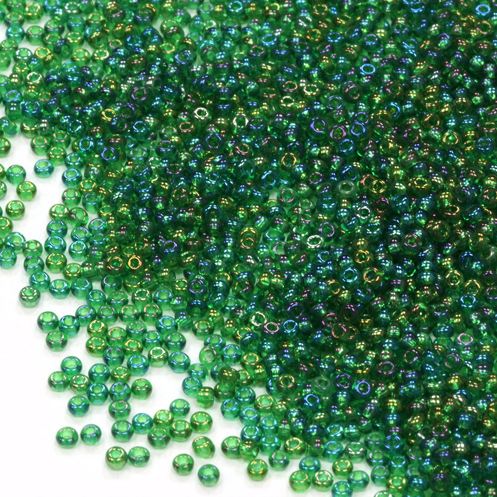 Preciosa Rainbow Green Size 15 Seed Beads - Pack of 10g