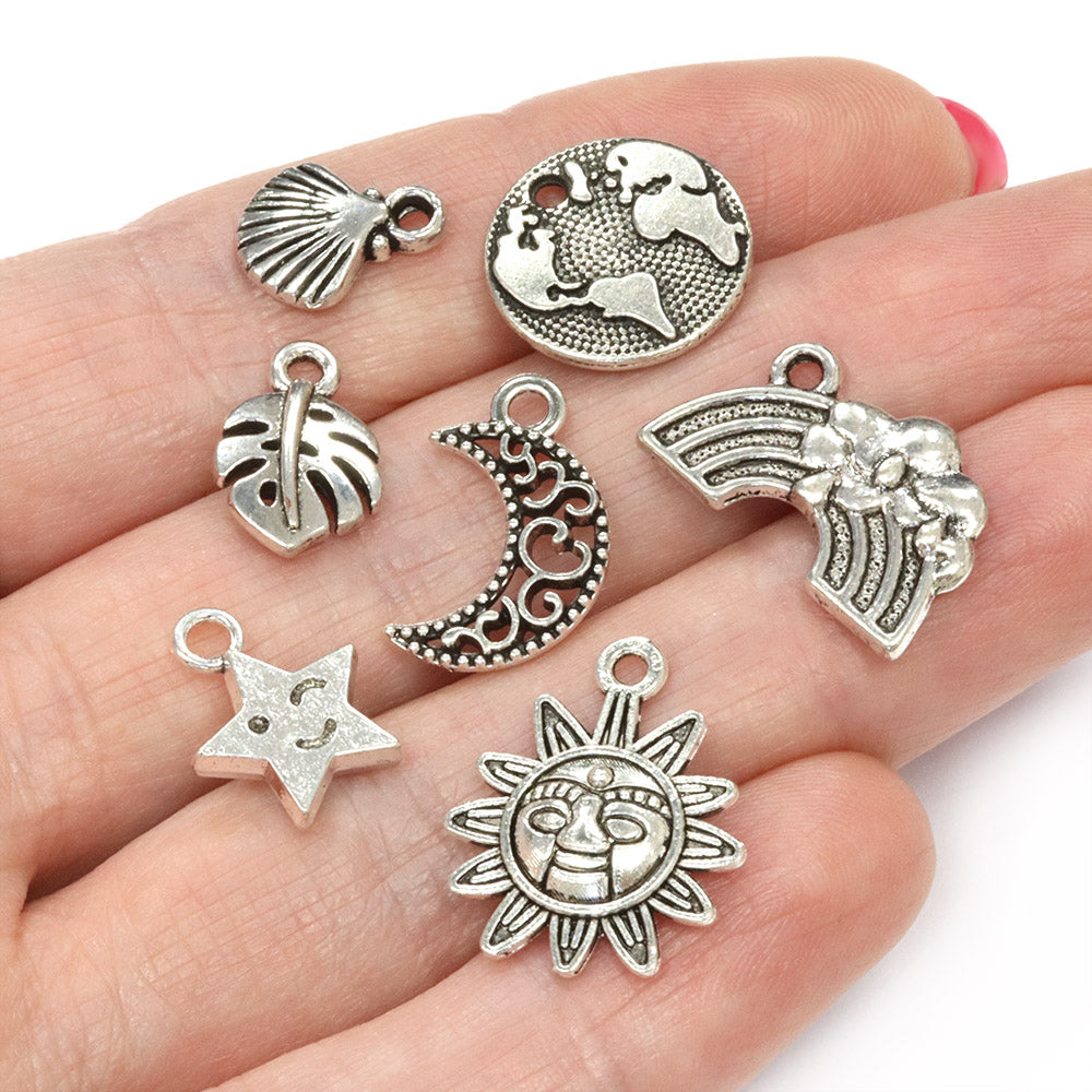 Earth & Sky Silver Plated Charm Mix - Pack of 50g