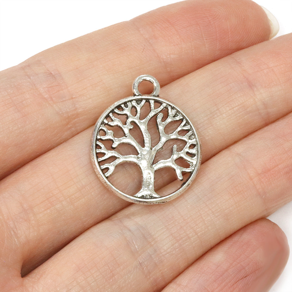 Tree of Life Stencilled Pendant Antique Silver 25x20mm - Pack of 50