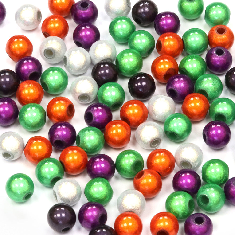 Miracle Bead Halloween Mix Plastic Round 6mm-Pack of 100