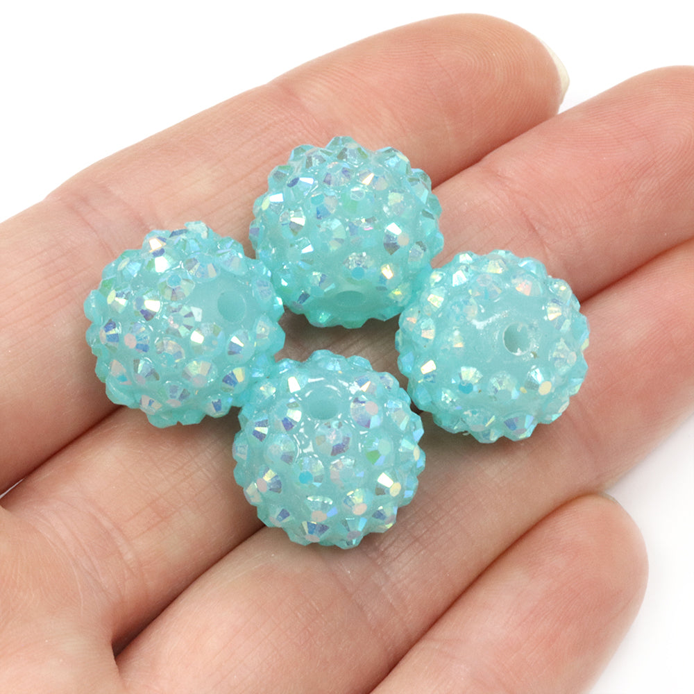 Resin Shamballa 14x16mm Teal AB - Pack of 10