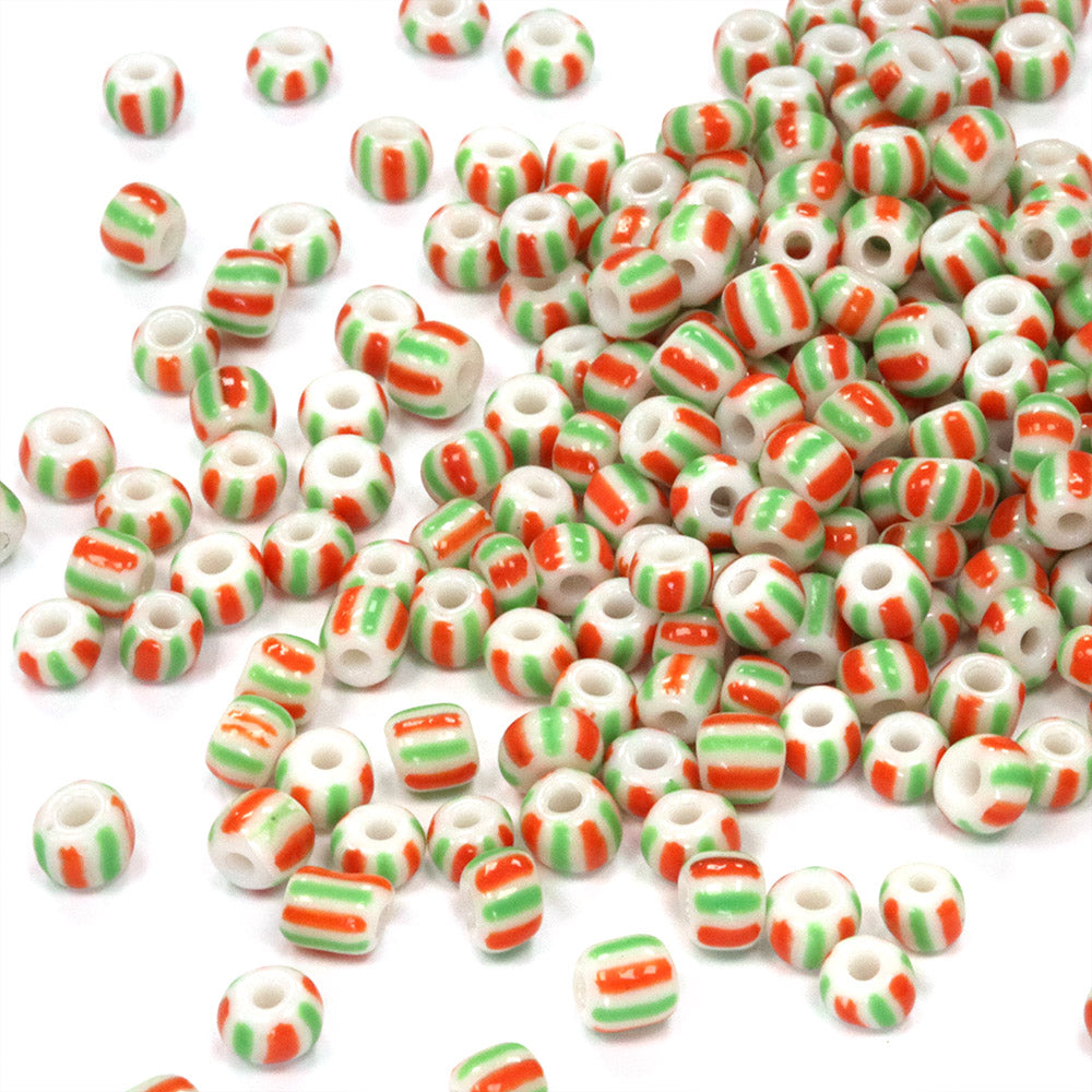 Stripy Candy Seed Beads 6/0 - Pack of 20g