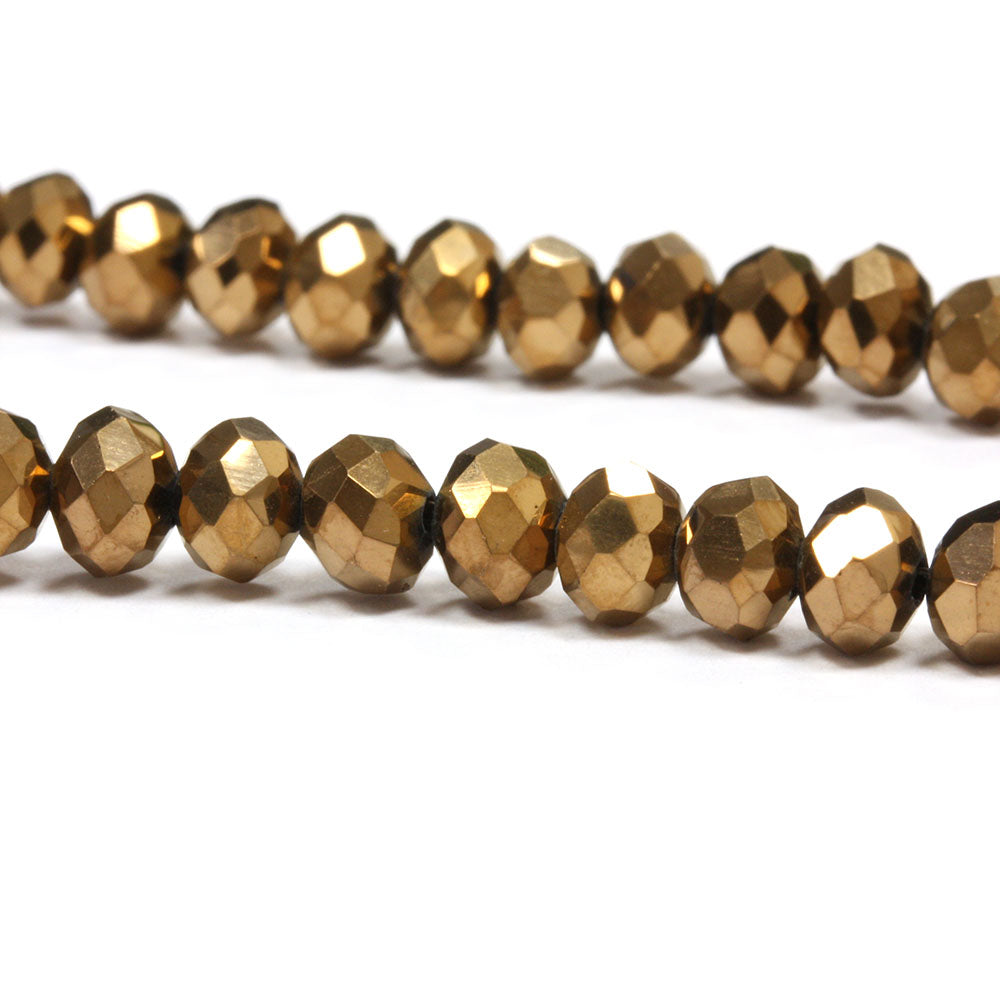 Faceted Rondelle Metallic 4x6mm Bronze 4x6mm - 1 string