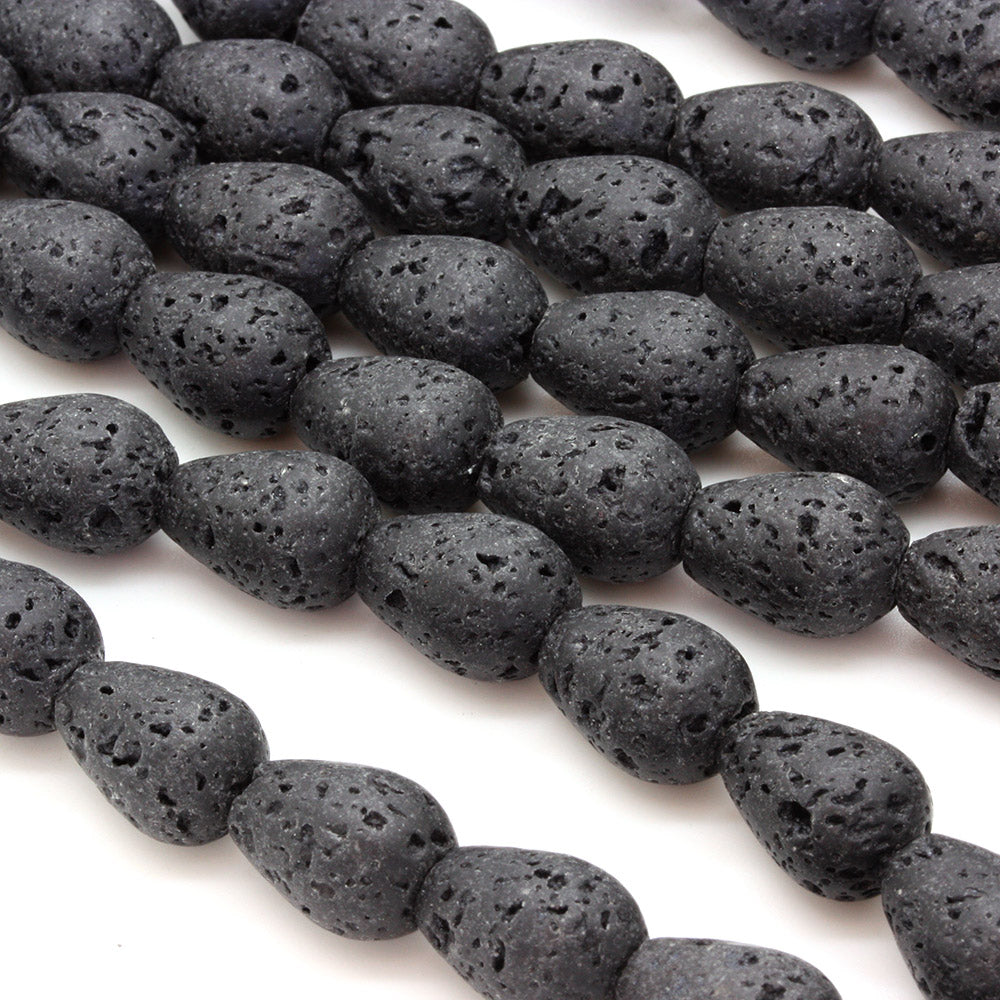 Lava Stone 10x14mm Drop - 35cm Strand